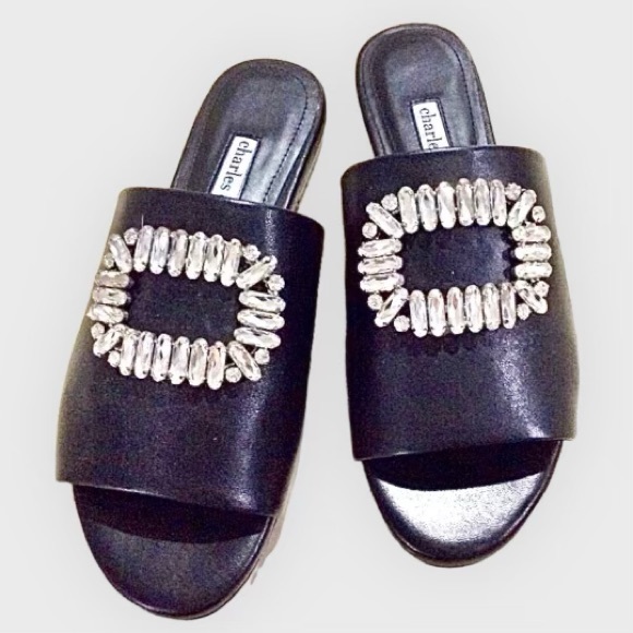 Charles David Jeweled Leather Sandals - Picture 5 of 9